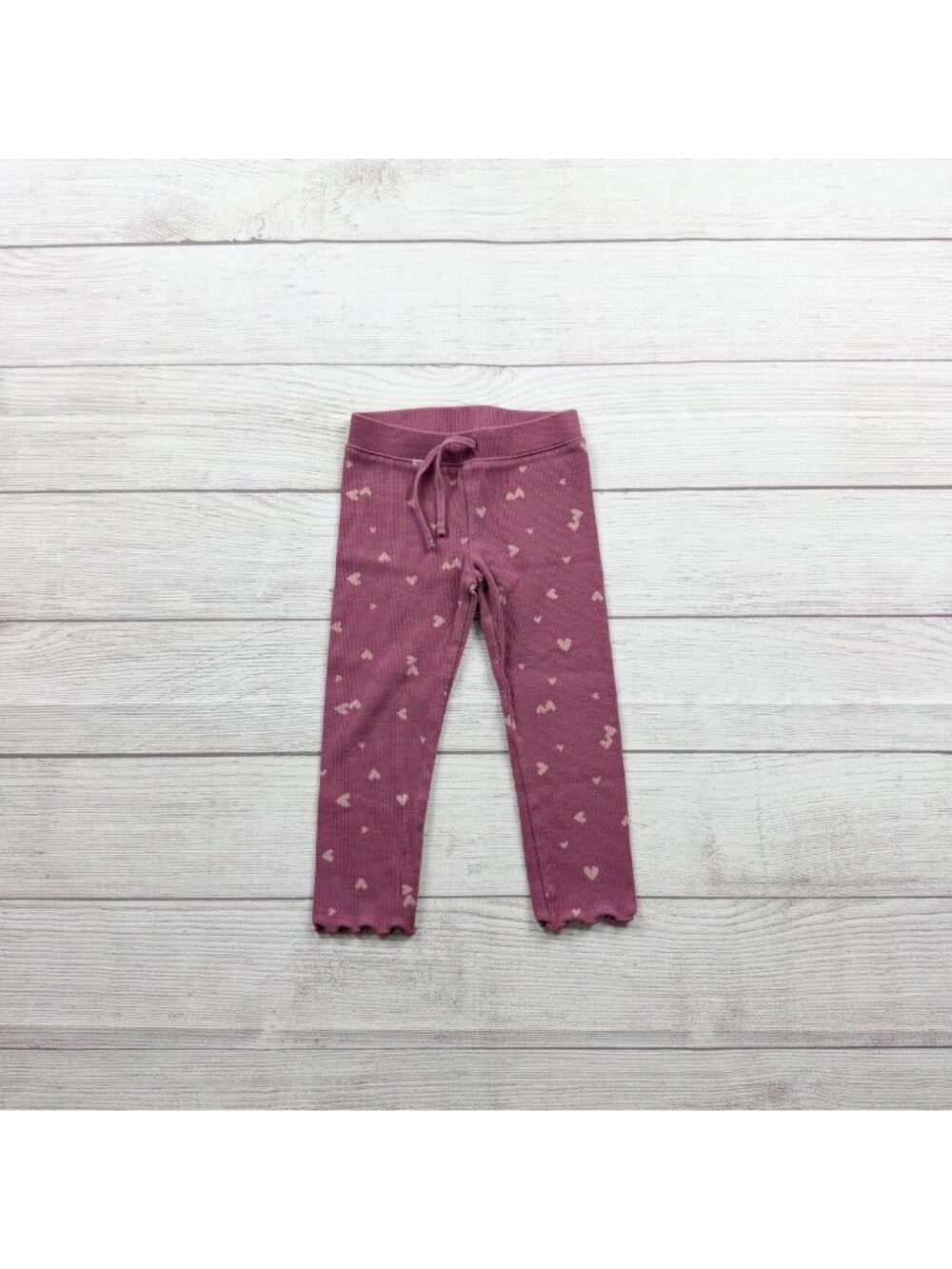 OshKosh Bgosh Toddler Girls Pink Heart Print Ribbed Knit Leggings 3T